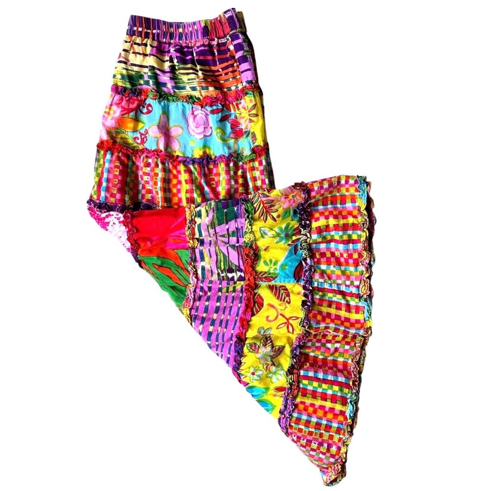 Vintage Sandy Starkman Skirt Small Multicolor Tiered Ruffle Hippie Festive READ - Picture 5 of 12